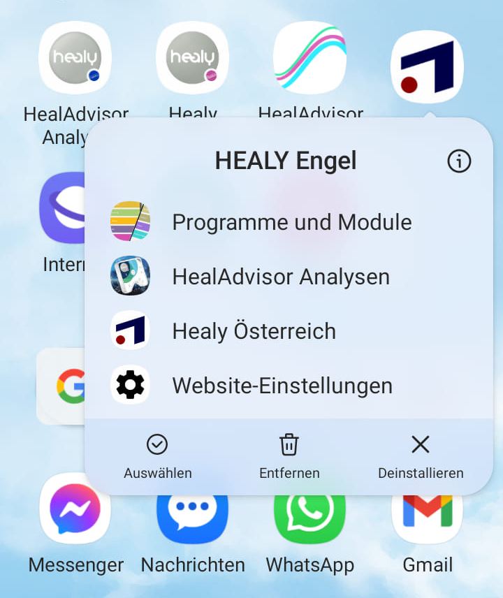 HEALY Engel App Screenshot